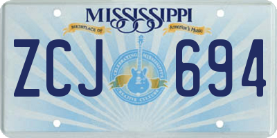 MS license plate ZCJ694
