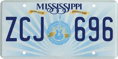 MS license plate ZCJ696