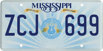 MS license plate ZCJ699