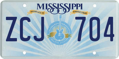 MS license plate ZCJ704