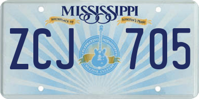 MS license plate ZCJ705