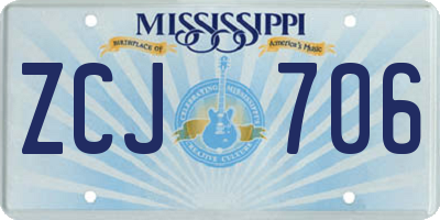 MS license plate ZCJ706