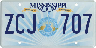 MS license plate ZCJ707