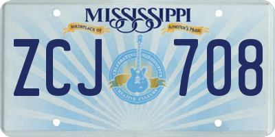 MS license plate ZCJ708