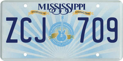 MS license plate ZCJ709