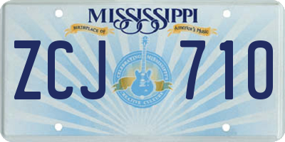 MS license plate ZCJ710