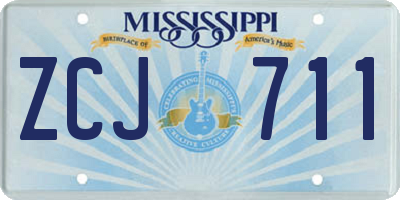 MS license plate ZCJ711
