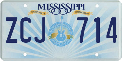 MS license plate ZCJ714