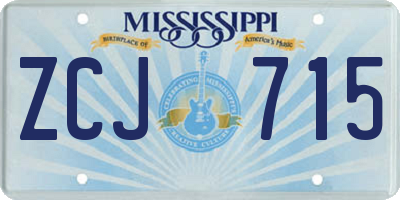 MS license plate ZCJ715