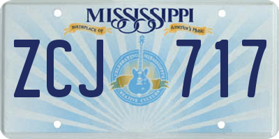 MS license plate ZCJ717