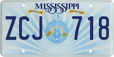 MS license plate ZCJ718