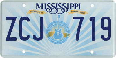 MS license plate ZCJ719