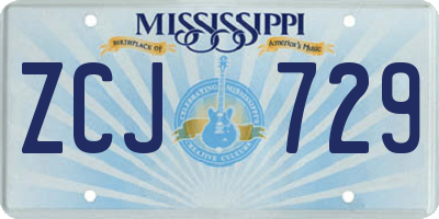 MS license plate ZCJ729