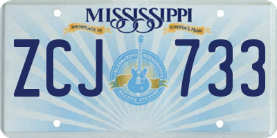 MS license plate ZCJ733