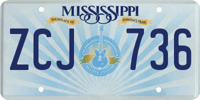 MS license plate ZCJ736