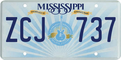 MS license plate ZCJ737