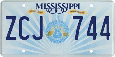 MS license plate ZCJ744