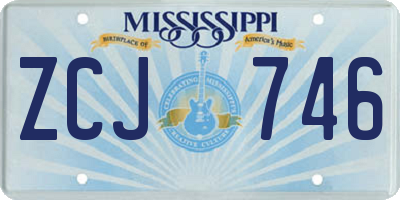 MS license plate ZCJ746