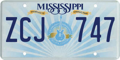 MS license plate ZCJ747