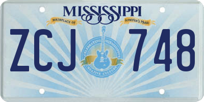 MS license plate ZCJ748