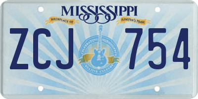 MS license plate ZCJ754