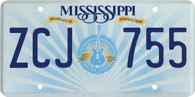 MS license plate ZCJ755