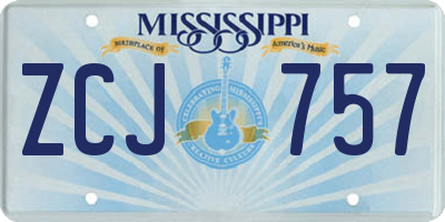 MS license plate ZCJ757