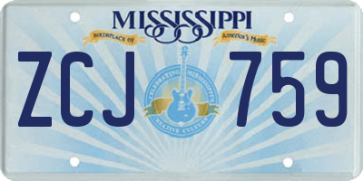 MS license plate ZCJ759