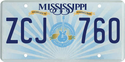 MS license plate ZCJ760