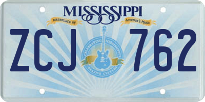 MS license plate ZCJ762