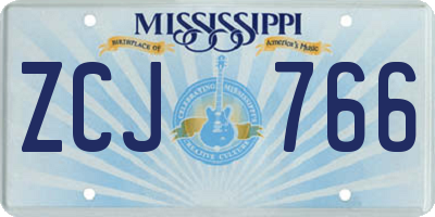 MS license plate ZCJ766