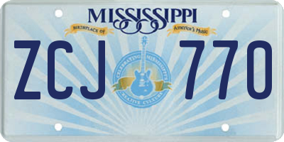 MS license plate ZCJ770