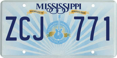 MS license plate ZCJ771