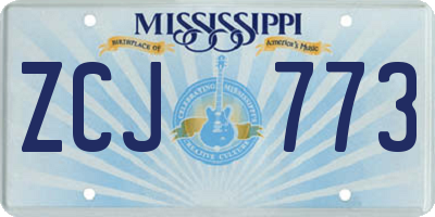 MS license plate ZCJ773