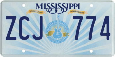MS license plate ZCJ774