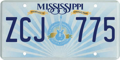 MS license plate ZCJ775