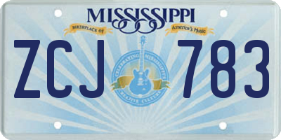 MS license plate ZCJ783