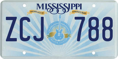 MS license plate ZCJ788