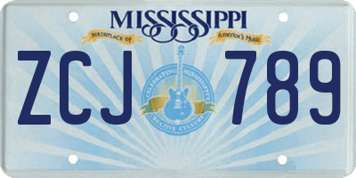 MS license plate ZCJ789