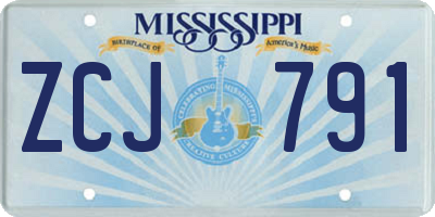 MS license plate ZCJ791