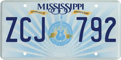 MS license plate ZCJ792