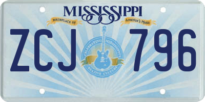 MS license plate ZCJ796