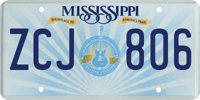 MS license plate ZCJ806