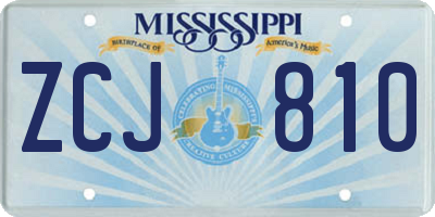 MS license plate ZCJ810