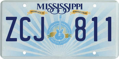 MS license plate ZCJ811