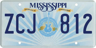 MS license plate ZCJ812