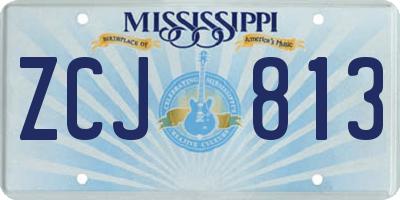 MS license plate ZCJ813