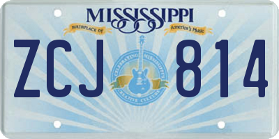 MS license plate ZCJ814