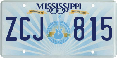 MS license plate ZCJ815