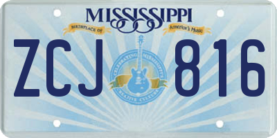 MS license plate ZCJ816